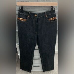 St. John Sport Jeans With Leather Buckle Pocket Detail